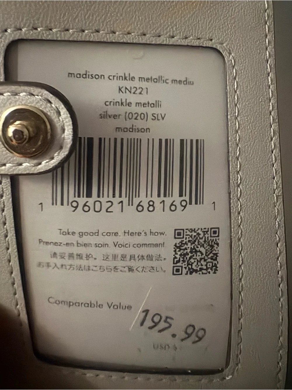 kate spade Metallic Silver Compact Wallet with Gold Logo